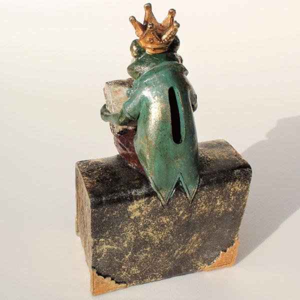 王様カエル 貯金箱 コインバンク おしゃれ 置物 クラウン オブジェ
