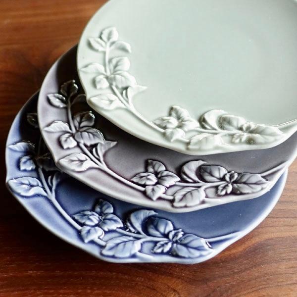 お皿 デザインプレート 中皿 おしゃれ 瀬戸焼 ミント柄 日本製