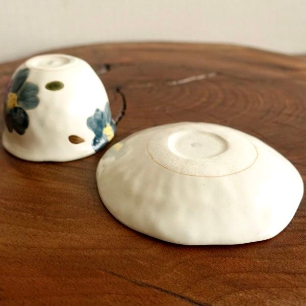 湯呑 いっぷく碗 お皿セット 美濃焼 一服碗 青い花 おしゃれ 湯飲み