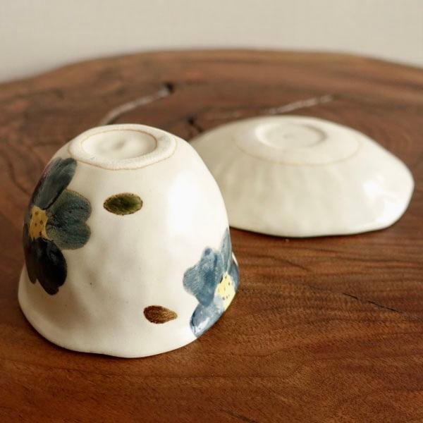 湯呑 いっぷく碗 お皿セット 美濃焼 一服碗 青い花 おしゃれ 湯飲み