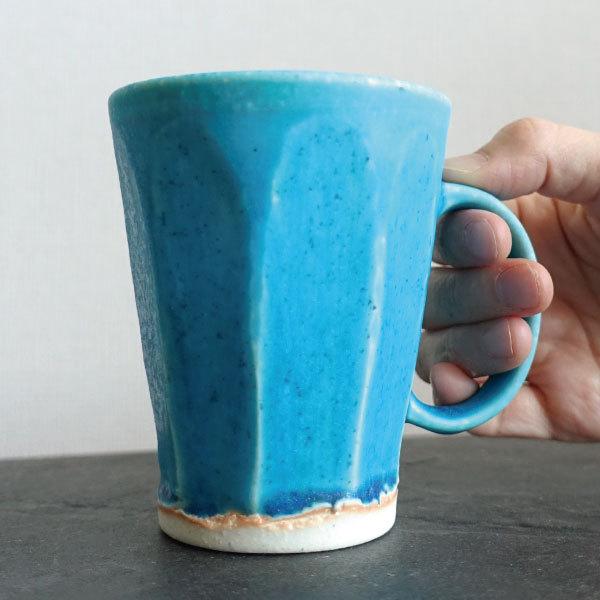 マグカップ おしゃれ 美濃焼 カフェ トルコブルー 大人かっこいい 北欧風 コーヒーカップ 陶器 かわいい 日本製 250ml 焼き物 コップ 青 ブルー ジェラートマグ｜manmos-house｜02