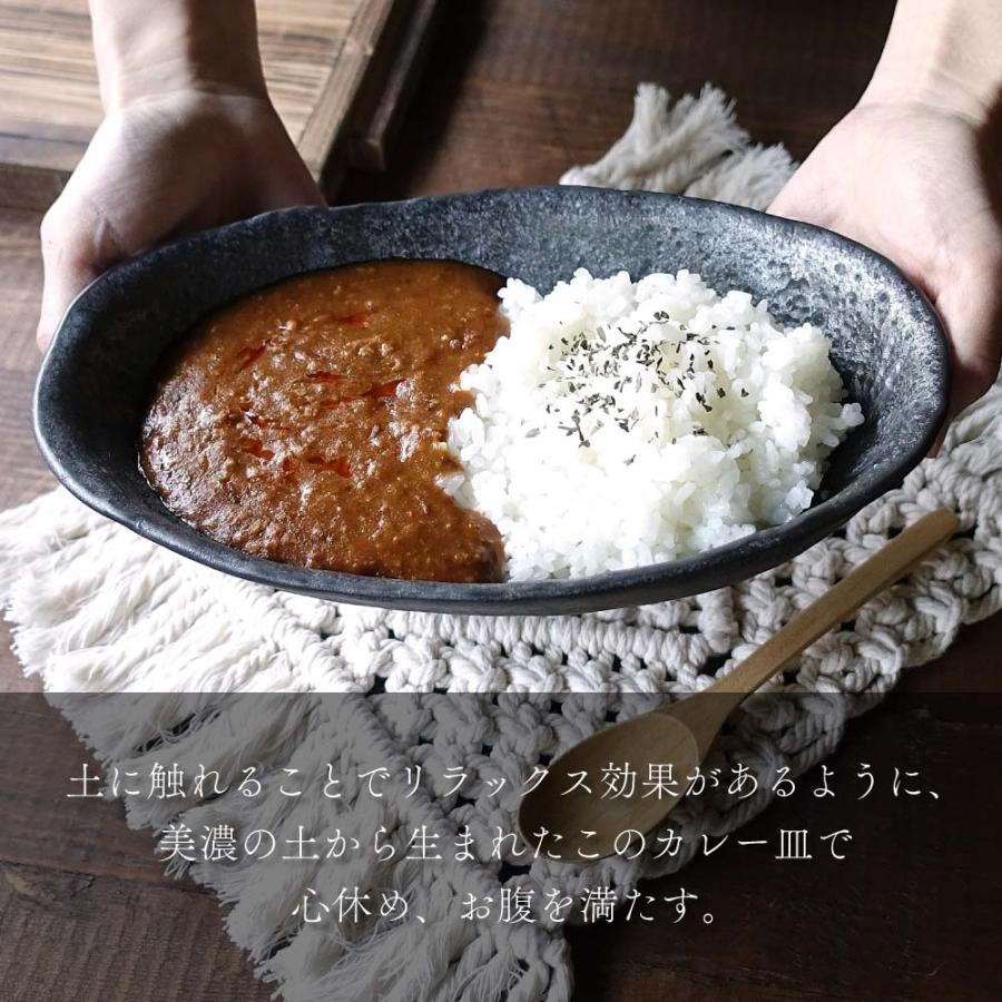 溶岩石風 カレー皿 美濃焼 食器 お皿 楕円 おしゃれ 深皿 パスタ皿