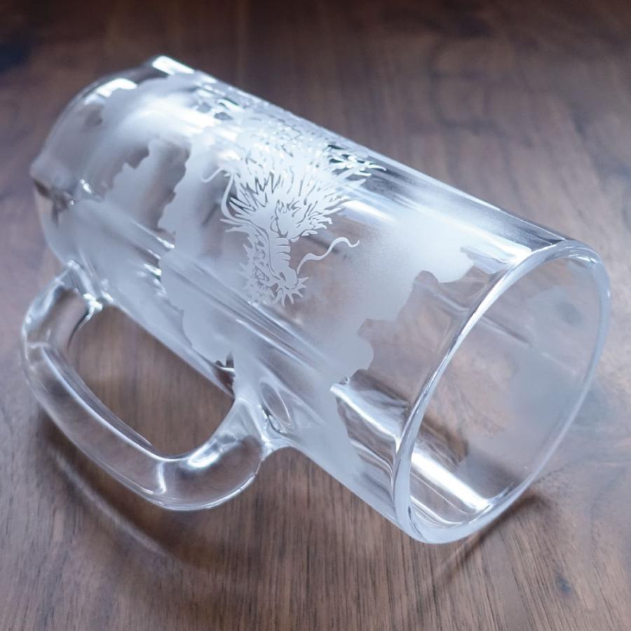 昇龍 アートグラス 彫刻 ビールジョッキ 特大サイズ 800ml ドラゴン 砂