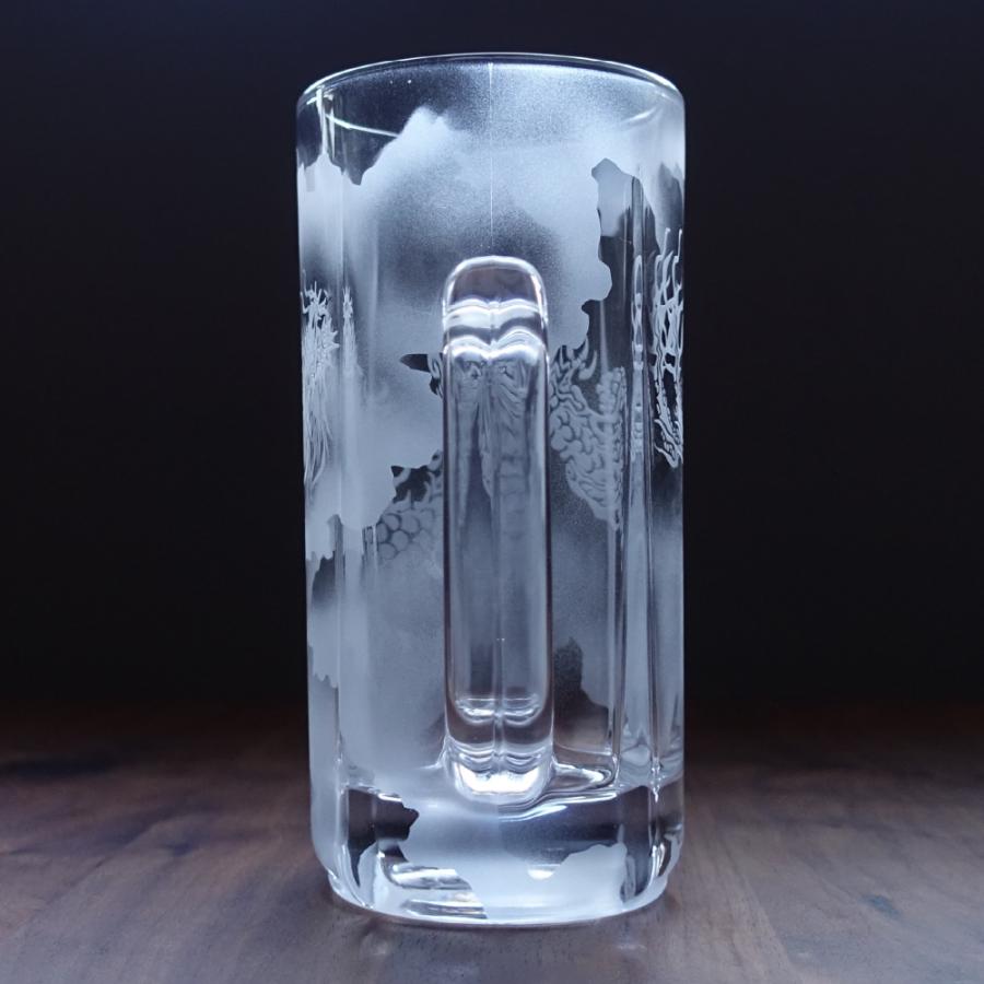 昇龍 アートグラス 彫刻 ビールジョッキ 特大サイズ 800ml ドラゴン 砂