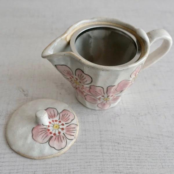 急須 おしゃれ 瀬戸焼 かわいい 日本製 茶こし付き 花柄 洗い