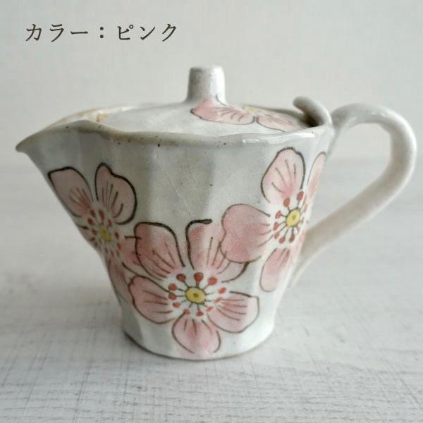 急須 おしゃれ 瀬戸焼 かわいい 日本製 茶こし付き 花柄 洗いやすい ティーポット 上品 おすすめ 陶器 カフェポット 左利き 右利き きゅうす ピンク パープル｜manmos-house｜02