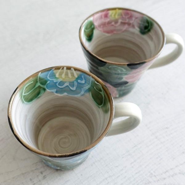 高脚陶器カップ 花柄 楽天市場】【2柄set】お花柄のほんわかマグ 日本製 美濃焼