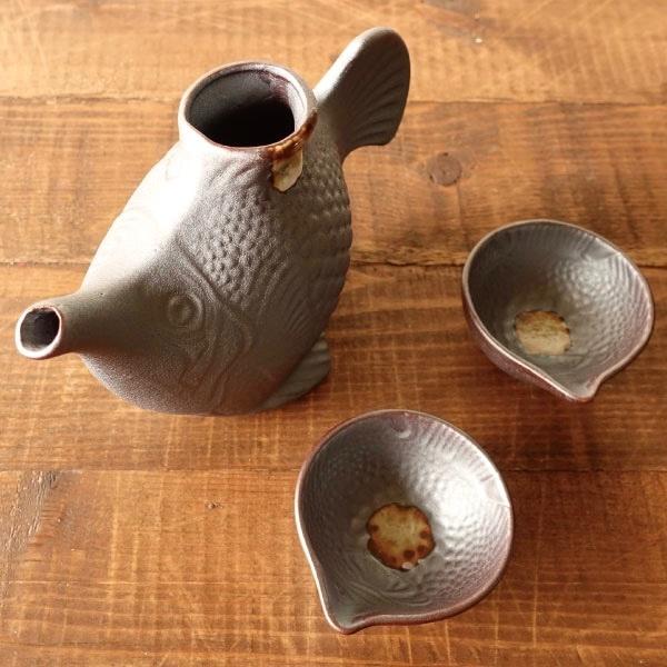 酒器 おしゃれ 徳利 おちょこ セット 魚型 フィッシュ 美濃焼 とっくり
