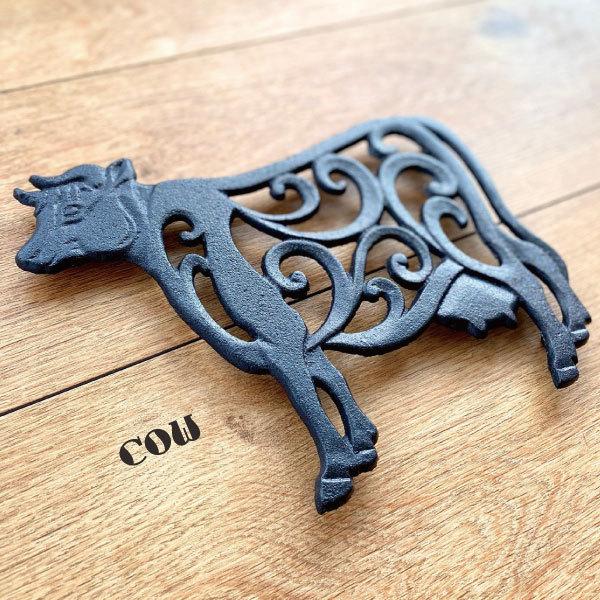 鍋敷き トリベット おしゃれ アイアン 豚 ブタ 牛 ウシ 食卓
