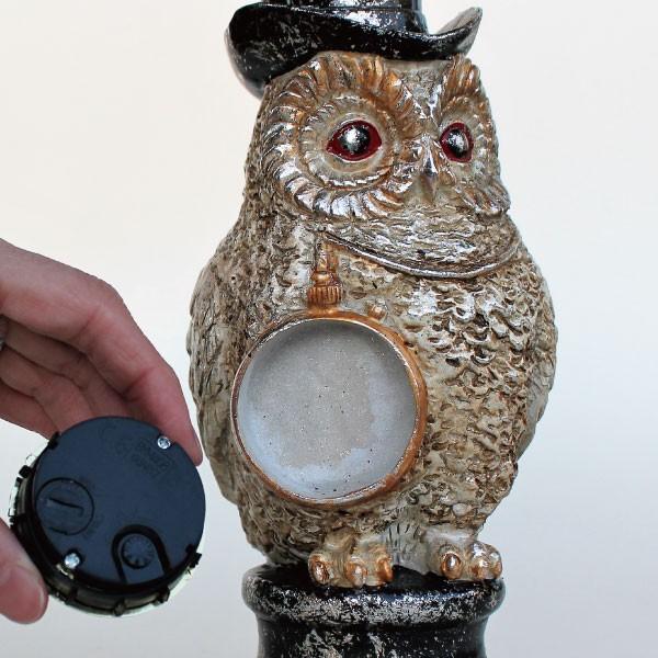 置き時計 おしゃれ 伯爵フクロウ かわいい シルクハット 梟 アナログ