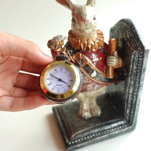 うさぎ ブックエンド 置き時計 おしゃれ ふしぎの国のアリス 本立て