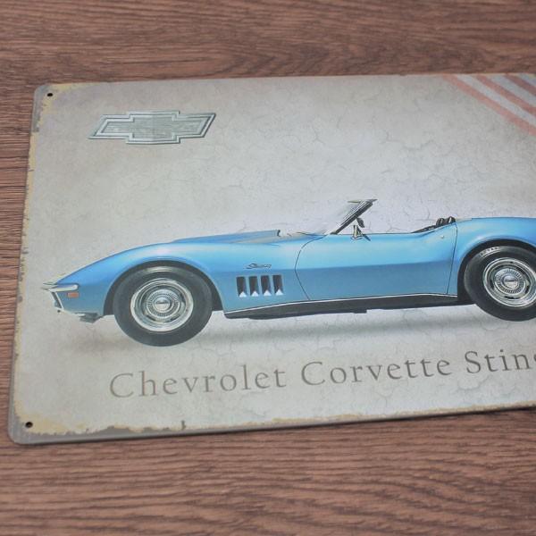 アンティーク　ホーロー　サイン　プレート看板　 　CORVETTE アメリカレア ブリキ看板 シボレー コルベット Corvette 壁飾り ビンテージ サイン