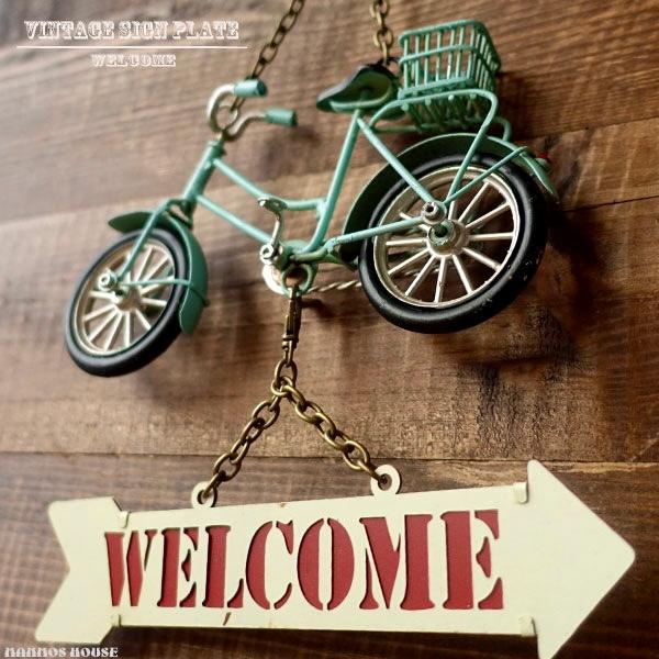 ウェルカム 壁掛け WELCOME お店 おしゃれ ビンテージ 自転車