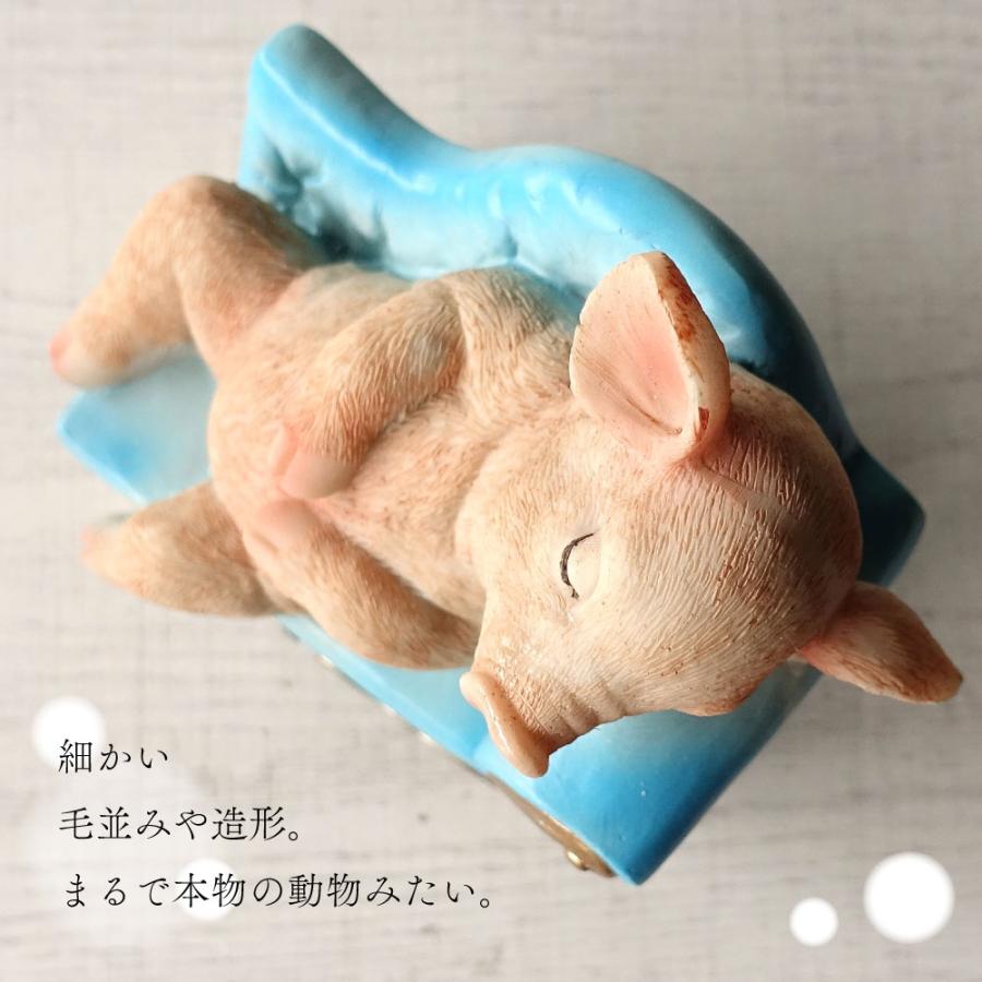 ブタ 豚 居眠り 椅子 かわいい クラシック チェア 置物 おしゃれ