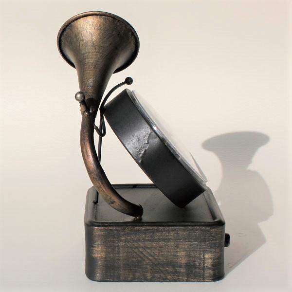 置時計 おしゃれ クロック 蓄音機 レコードプレーヤー型