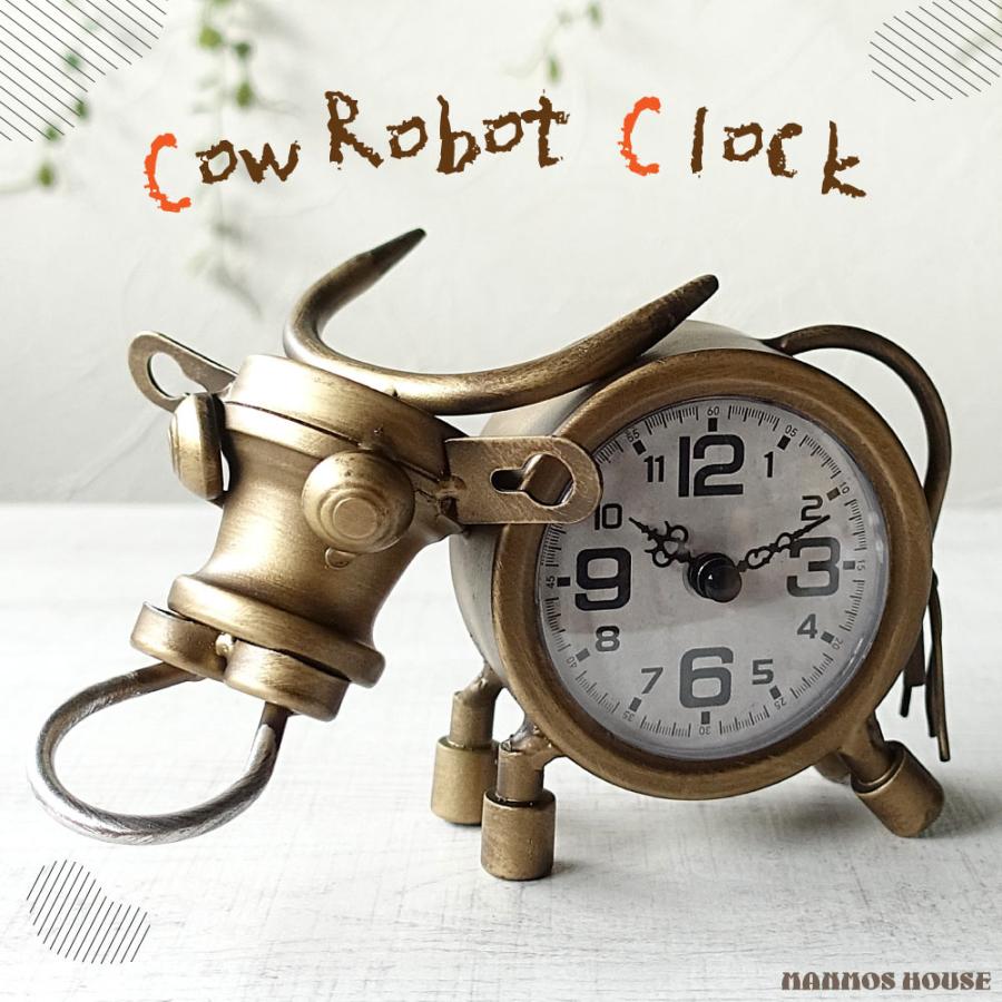 置き時計 男前ビンテージ 牛 うし おしゃれ インテリアクロック 雑貨