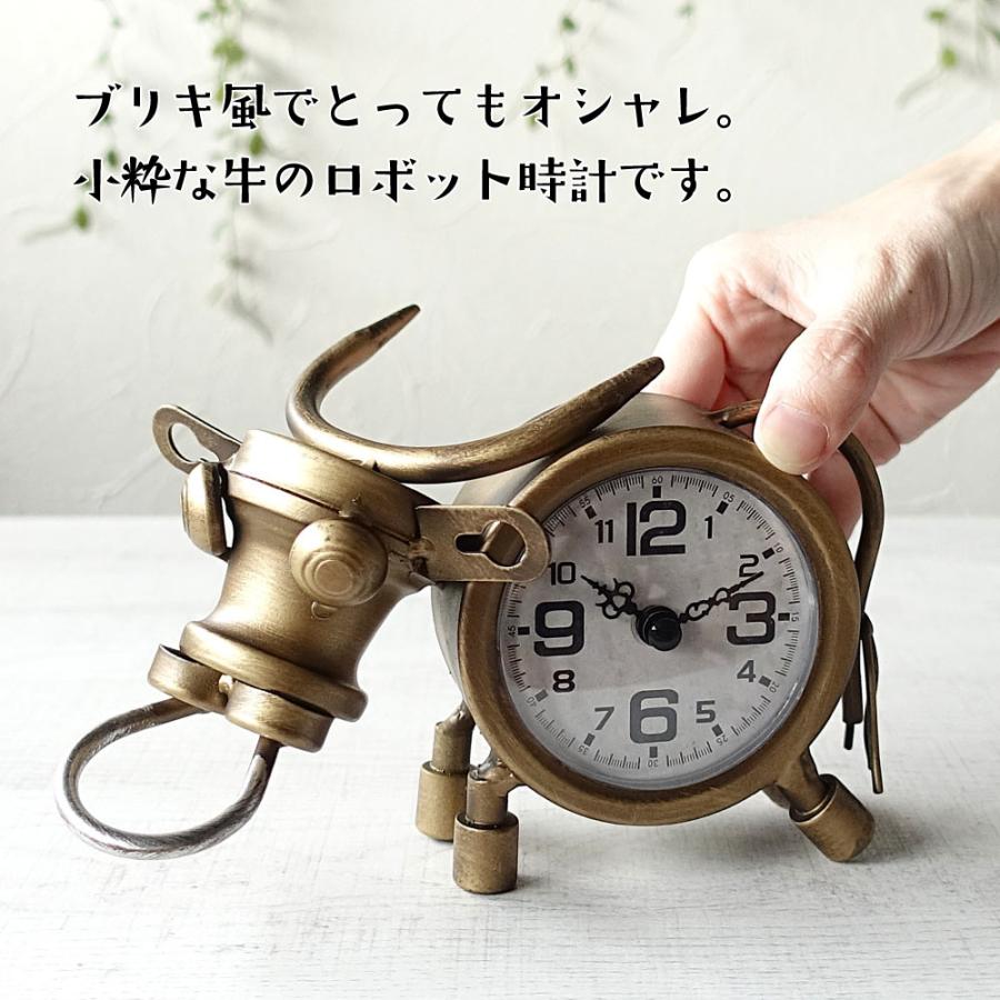 置き時計 男前ビンテージ 牛 うし おしゃれ インテリアクロック 雑貨