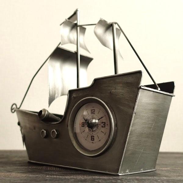 置き時計 おしゃれ 男前ビンテージ 船 インダストリアルデザイン 軍艦