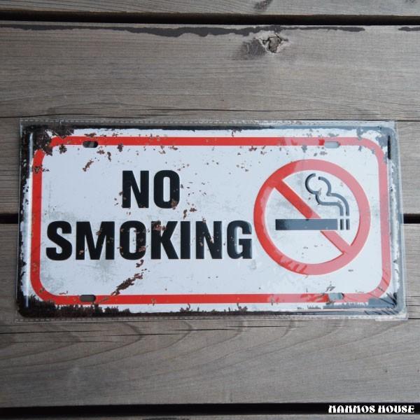 ブリキ看板 NO SMOKING 壁飾り アメリカンビンテージ 禁煙 サイン