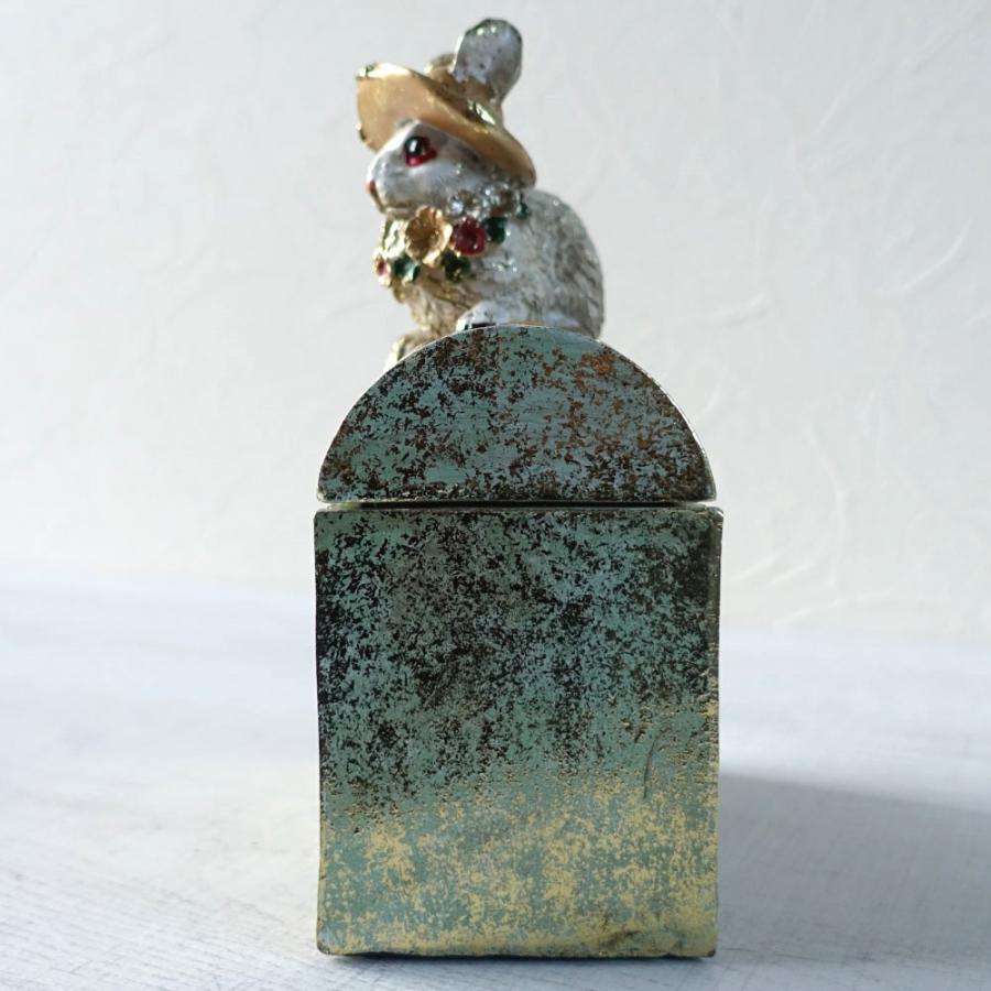 アンティーク ラビット ボックス 小物入れ グリーン 緑 ゴールド