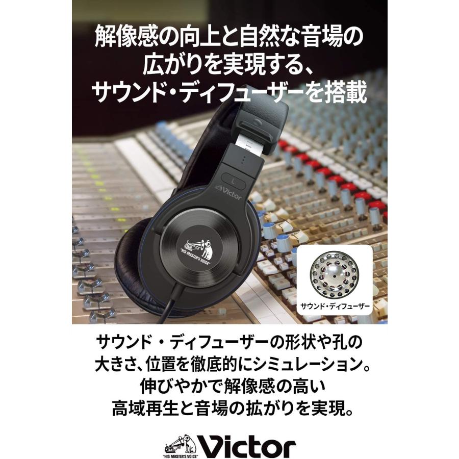 Victor JVC HA-MX100V スタジオモニターヘッドホン ハイレゾ対応 密閉型 ビクタースタジオチューニングモデル ブラック｜manmosu-souko｜04