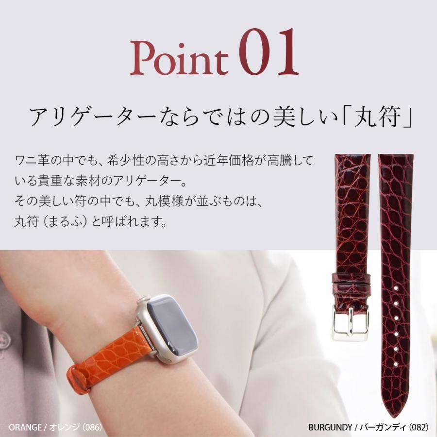 アップルウォッチ アリゲーター ワニ革 レザー レディース 革 本革 applewatch 40mm 41mm 42mm 44mm 45mm 46mm 49mmの画像