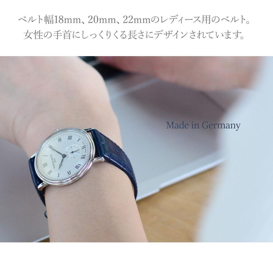 CASSIS クロコダイル型押しレザーベルト 18mm CASSIS 腕時計ベルト バンド カーフレザー 本革 クロコ型押し