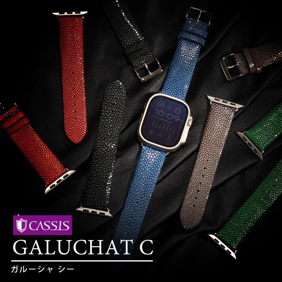 アップルウォッチ４/３ 【44mm 42mm】ブラック　ガルーシャ 本革ベルト Apple Watch アップルウォッチ バンド apple watch ベルト ガルーシャ