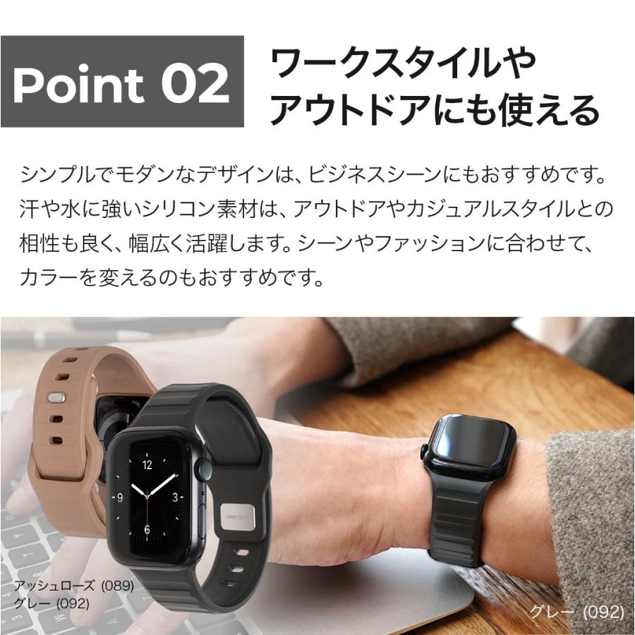 アップルウォッチ バンド スナップシリコンベルト ラバー レディース メンズ シリコンラバー apple watch 40mm 41mm 44mm 45mm 49mm クロカラント｜mano-a-mano｜04