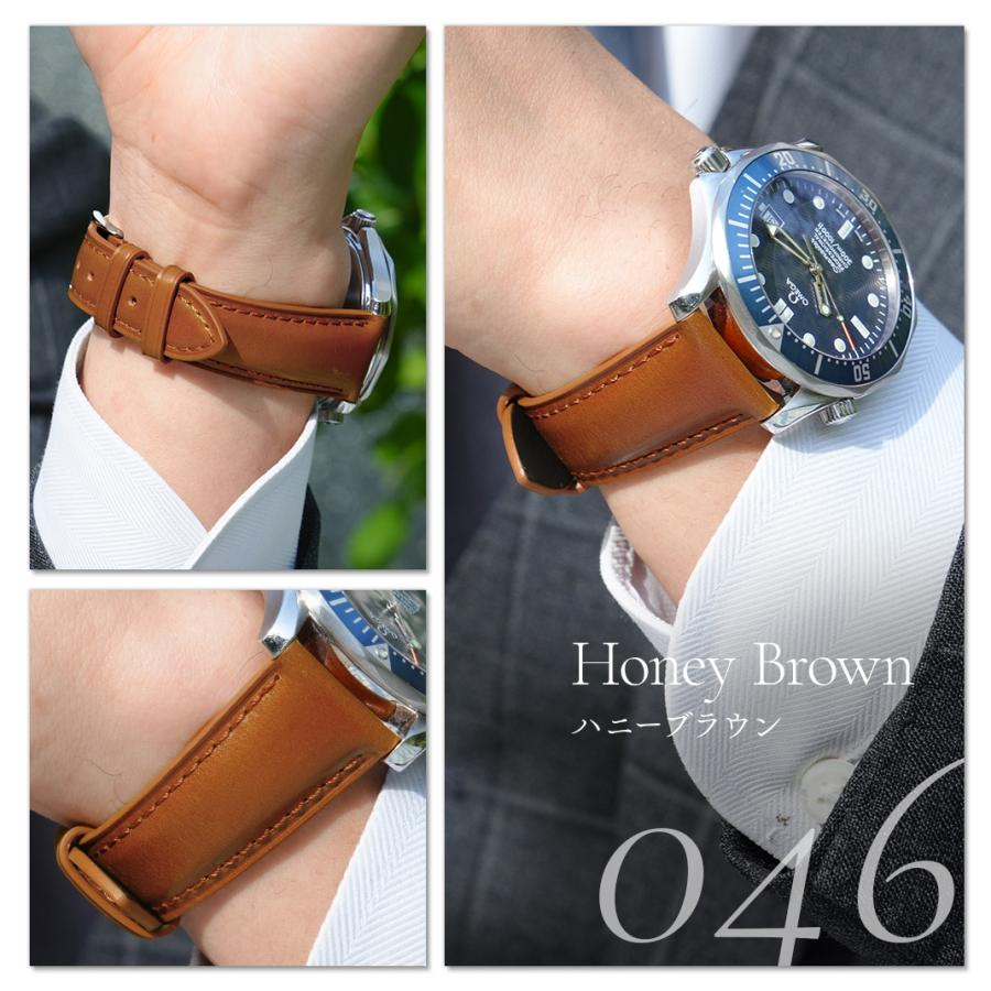 腕時計ベルト バンド コードバン レザー 裏面ラバー防水 馬革 メンズ 18mm 20mm 22mm カシス クレテイユ ビンテージの画像