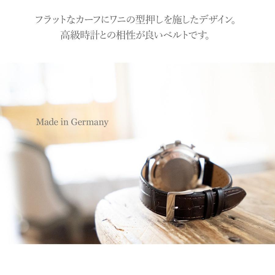 CASSIS クロコダイル型押しレザーベルト 18mm CASSIS 腕時計ベルト バンド カーフレザー 牛革 クロコ型押し