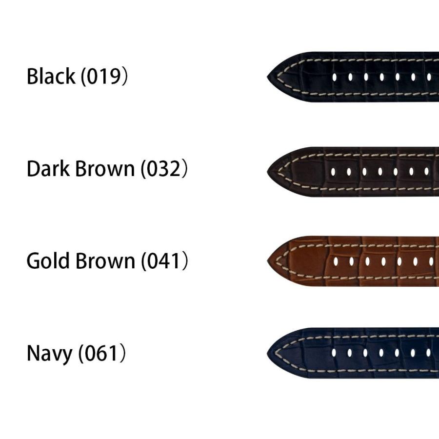 CASSIS クロコダイル型押しレザーベルト 18mm CASSIS 腕時計ベルト バンド カーフレザー 本革 クロコ型押し