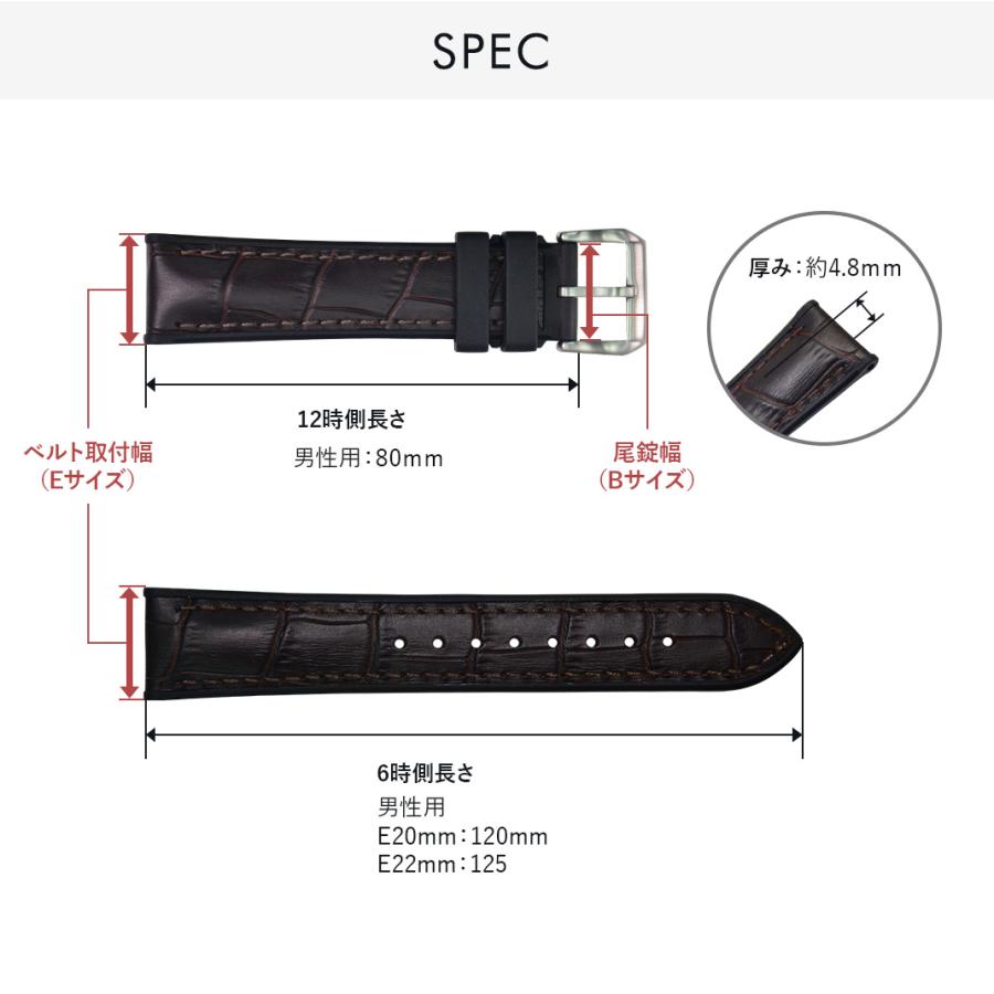 CASSIS 腕時計ベルト バンド カーフレザー クロコ型押し 本革