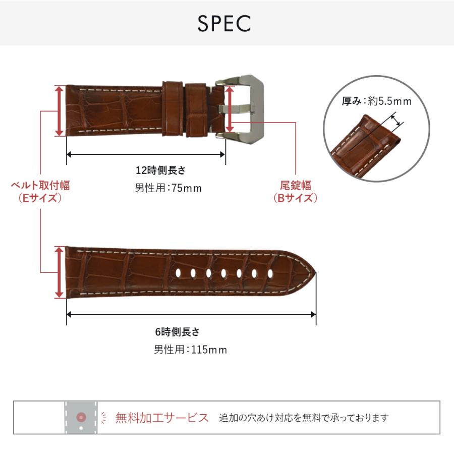 CASSIS 腕時計ベルト バンド パネライ用 裏面防水 アリゲーター