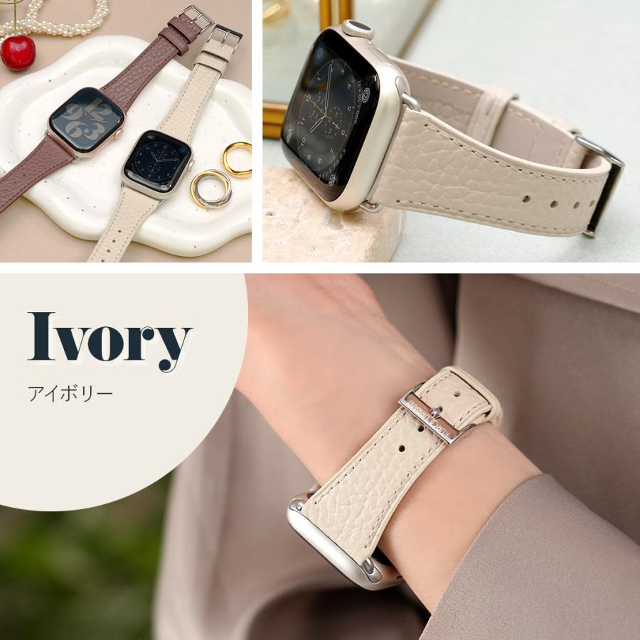 アップルウォッチ　モダンベルト　アイボリー　革 スマートレザー スリム アップルウォッチバンド Apple Watch ベルト