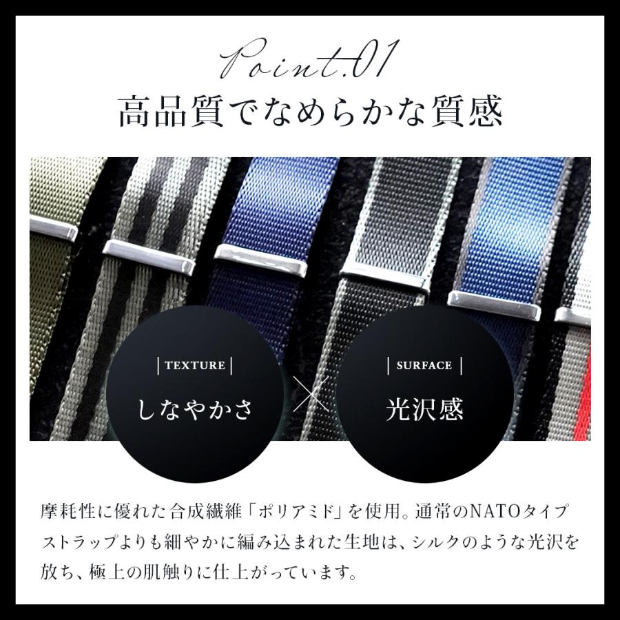 腕時計ベルト バンド ナイロン TYPE NATO LX LUXURY 18mm 20mm 22mm カシス タイプナトーエルエックス  ポリアミド 交換 メンズ | CASSIS | 02