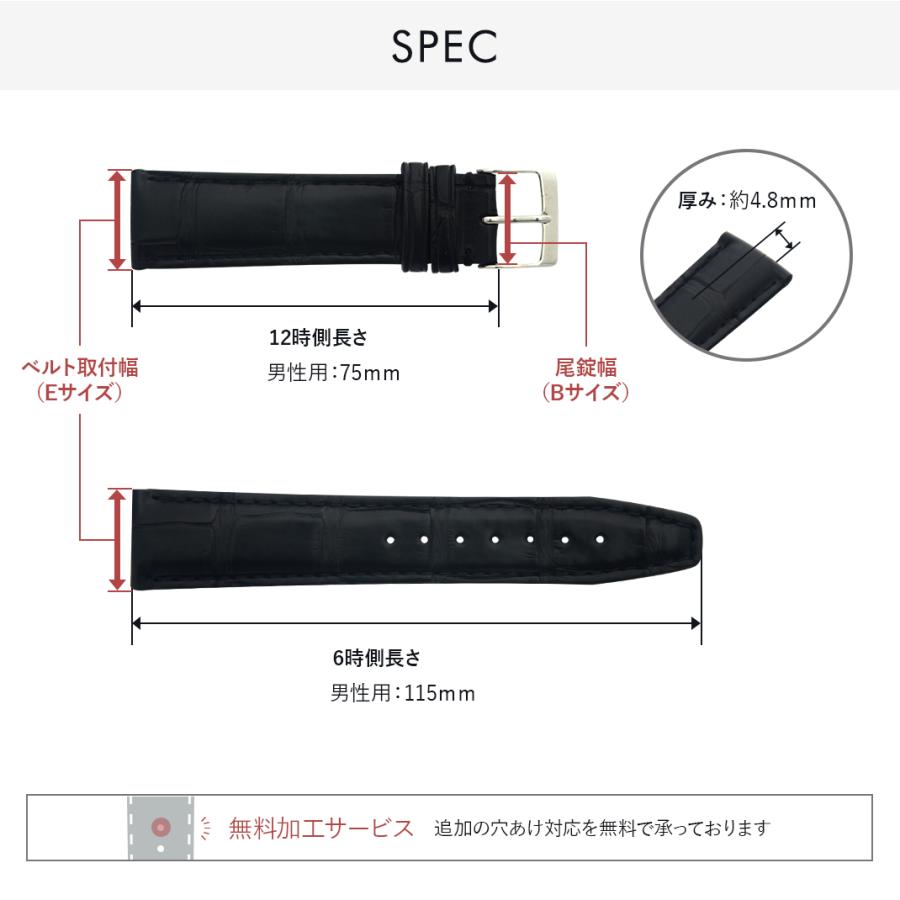 IWC純正 22mm ベルト バンド ストラップ ブラック アリゲーター クロコ CASSIS IWC ポルトギーゼ用 腕時計ベルト バンド アリゲーター