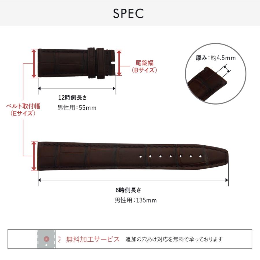 CASSIS IWC ポルトギーゼ用 腕時計ベルト バンド アリゲーター ワニ革
