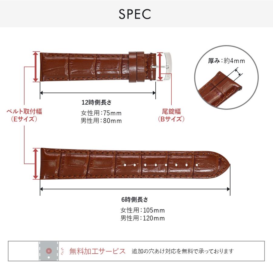 腕時計ベルト バンド カーフレザー 本革 クロコ型押し 22mm 20mm 18mm 16mm 14mm イタリア モレラート社製 サンバ 交換の画像
