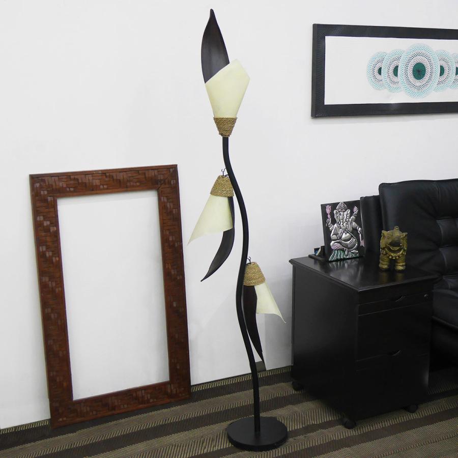 アジアン バリ島 ココナッツリーフ ランプスタンド オブジェ 置物 特大