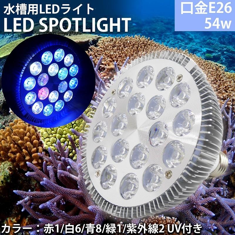 E26口金 54w 珊瑚 植物育成 水草用 水槽用 熱帯魚 Ledアクアリウムスポットライト 赤1 白6 青8 緑1 紫外線2 Uv付き Ql 14sl インテリア専門店manolla Japan 通販 Yahoo ショッピング