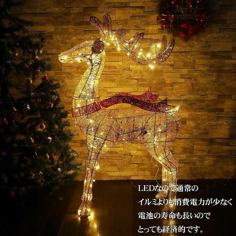 特大　キラキラ　トナカイ118cm　KR-103　グリッター　クリスマス　ゴールド　モチーフライト　店舗　LEDイルミネーション　オブジェ　3D　立体　電飾