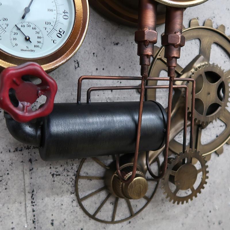 ウォールクロック 壁掛け時計 水道管 アンティーク インダストリアル