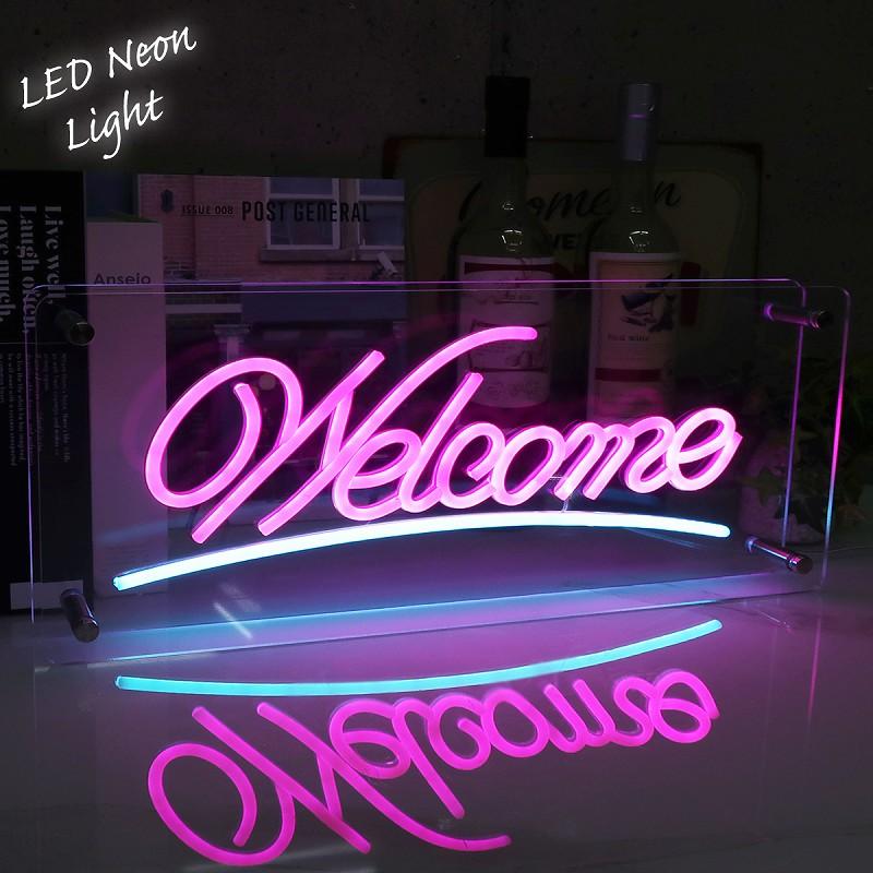 ロゴネオン管 LEDネオンサイン ネオン管風 WELCOME インテリア ライト LED ネオン