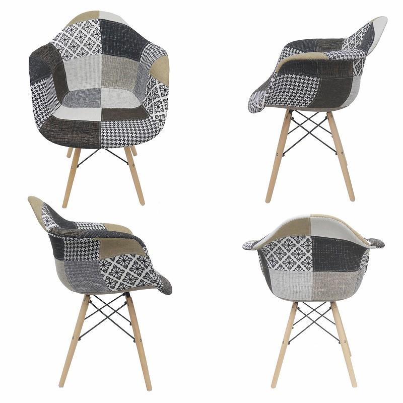 ダイニングチェア イームズ チェア パッチワーク DAW Eames アームシェルチェア 木脚 デザイナーズ 家具 6脚セット 新生活応援 EM-36_5