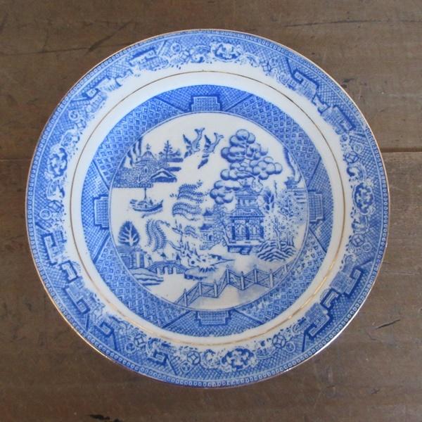 【英国王御用窯】ムーアクラフト クレマチス プレート ヴィンテージ イギリス ブルーウィロー ブルーアンドホワイト ケーキプレート