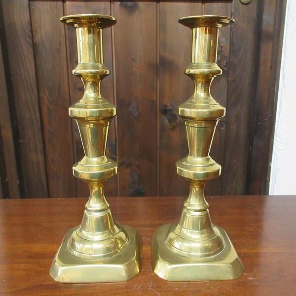 イギリス アンティーク 真鍮 ブラス ペア キャンドルホルダー
