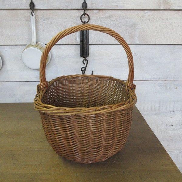 イギリス アンティーク ラタン 籐製 籐編み バスケット ワンハンドル 
