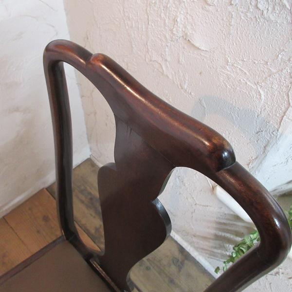 イギリス アンティーク 家具 クイーンアンチェア ダイニングチェア 猫