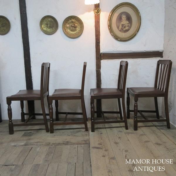 【ANK2RL様限定】英国アンティーク　ダイニングチェア 4脚セット_④ ブルボーズレッグのダイニングチェア4脚セット 英国